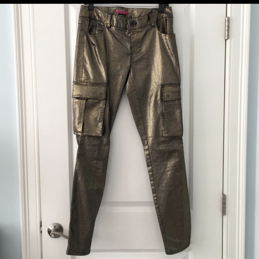 Alice and olivia metallic cargo pants